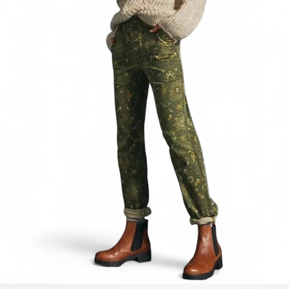 Anthropologie The Wanderer Olive Green Paisley Pants - Picture 1 of 5